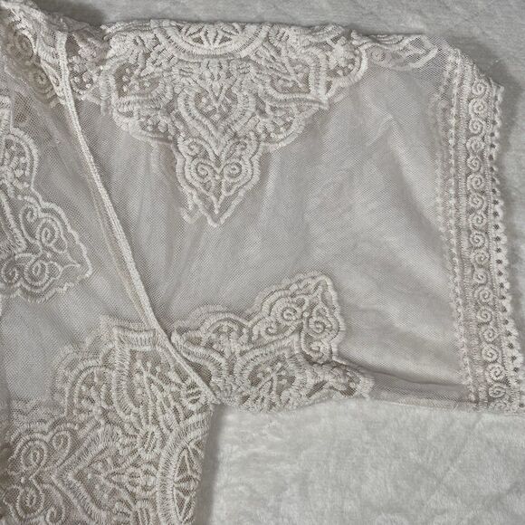 Women's S/M Boho Lace Duster Festival Beach Cover Up Hippie AngelCore Romantic - Picture 4 of 6